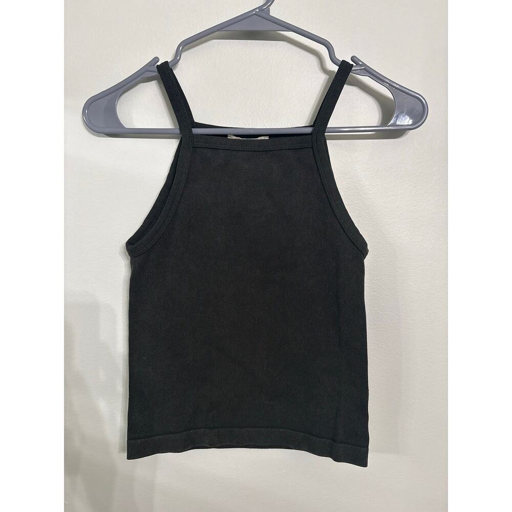 New In Black Ribbed High Neck Tank | M/L